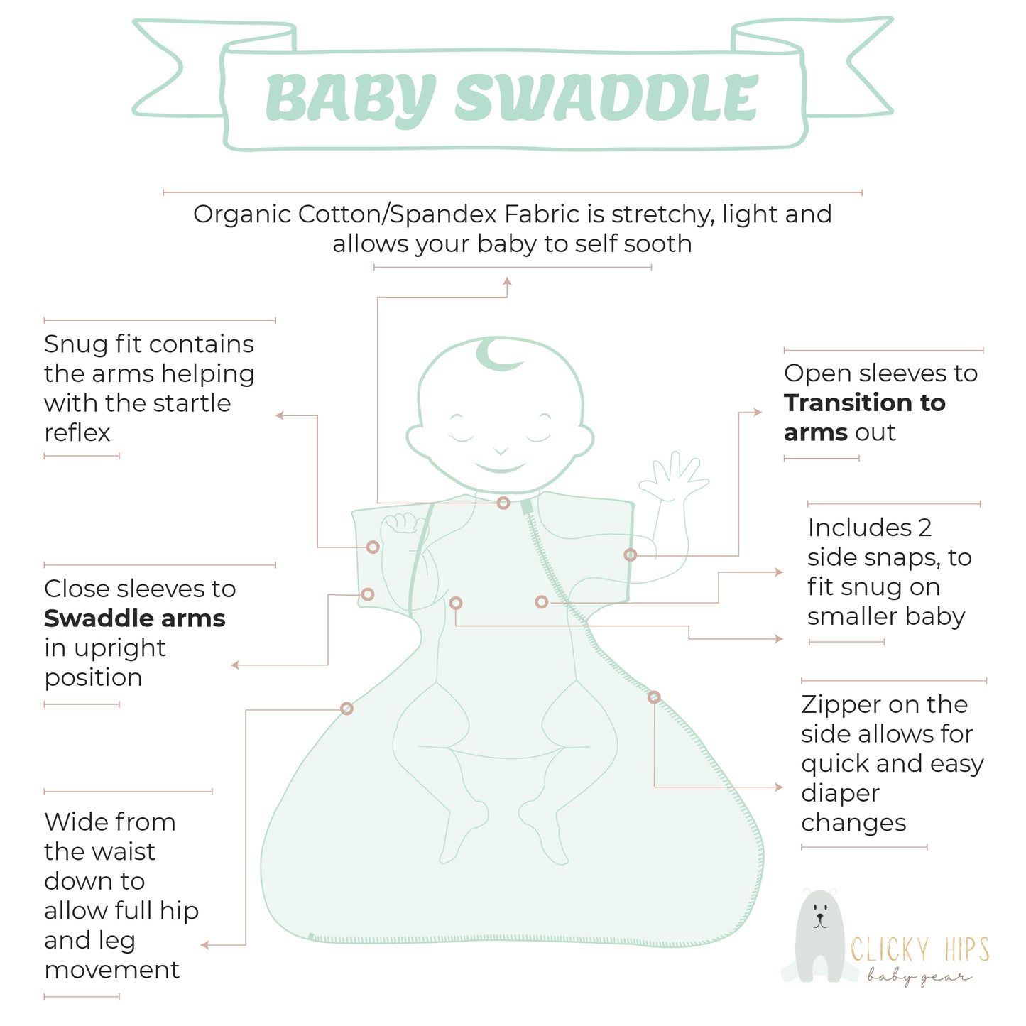 Swaddle Sack Arms Up, fits Newborn Babies 0-6 Months (Stars)