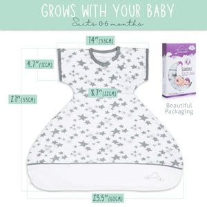 Swaddle Sack Arms Up, Allows Babies Hips to Move Freely, fits Newborn Babies 0-6 Months, 8-18 lbs, Arms in/Out Transition Swaddle Sack, Baby Sleep Sack, Organic Cotton (Stars)