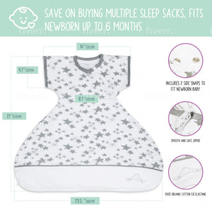 Swaddle Sack Arms Up, Allows Babies Hips to Move Freely, fits Newborn Babies 0-6 Months, 8-18 lbs, Arms in/Out Transition Swaddle Sack, Baby Sleep Sack, Organic Cotton (Stars)